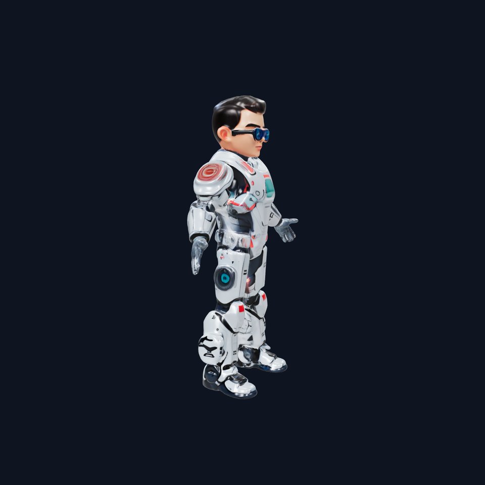 Futuristic Cyber Warrior Character Model  Fully Rigged and Animated